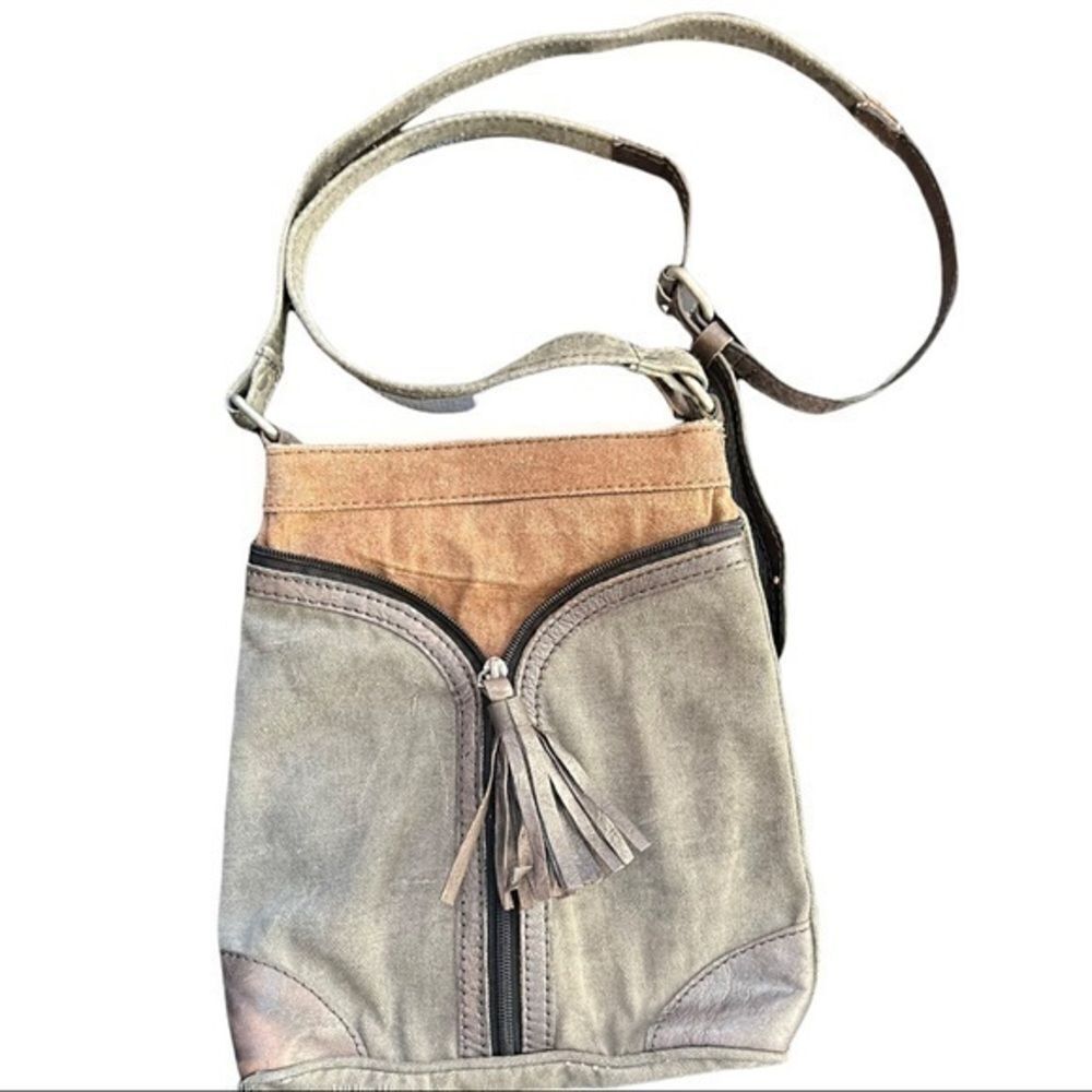 Mona B. zipper fringe leather sling purse